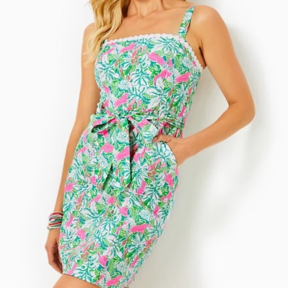 NWT Lilly Pulitzer Kensington Just Wing It Botanical Fuchsia and Lime Ensemble